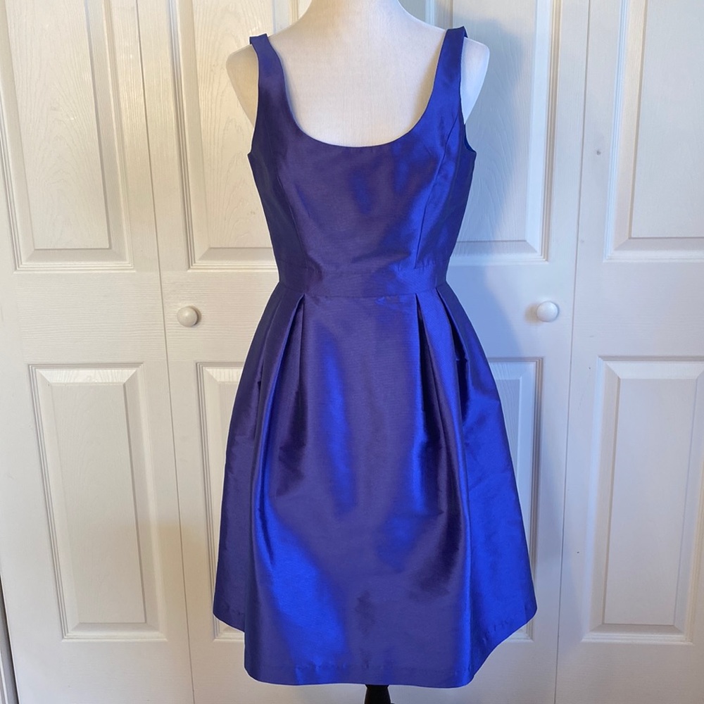 Alfred Sung Mikado Scoop Neck Dress in Blue Bird Size 10 NWT